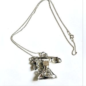 HANDMADE Magnetic Vintage Telephone Necklace .925 STERLING SILVER Chain!